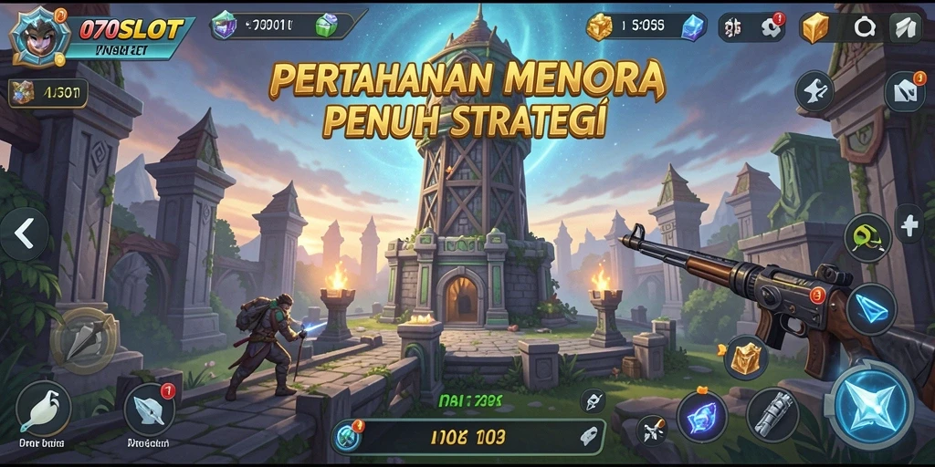 Screenshot 070SLOT menampilkan momen intens dalam gameplay Tower Defense.