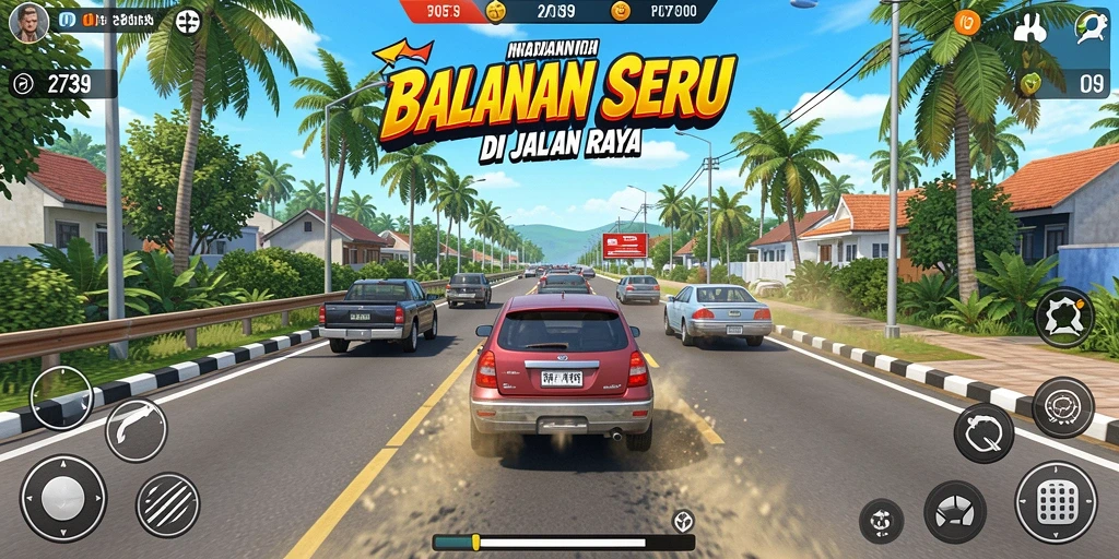 Tangkapan layar gameplay 2739 menampilkan aksi balapan seru di lintasan.