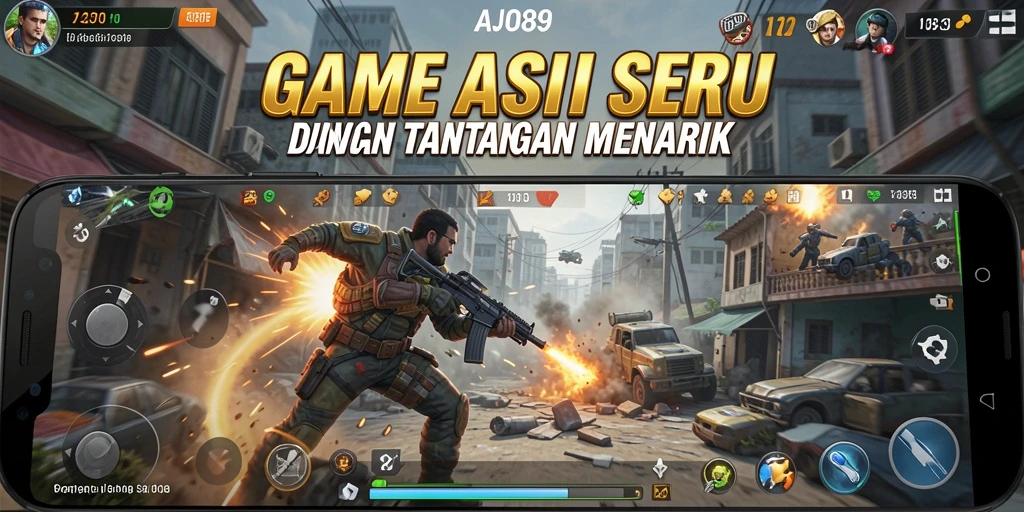 Tampilan aksi mendebarkan dalam gameplay AJO89.