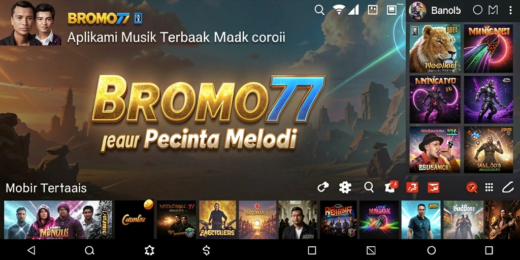 Tampilan gameplay interaktif BROMO77 dengan tantangan musik.