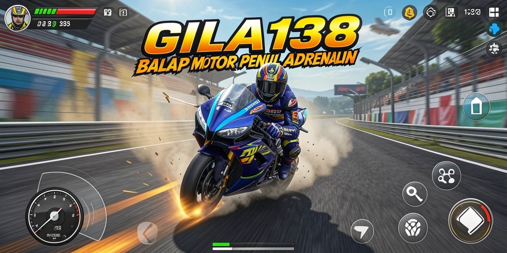 Tampilan gameplay GILA138 dengan aksi balap motor yang seru.
