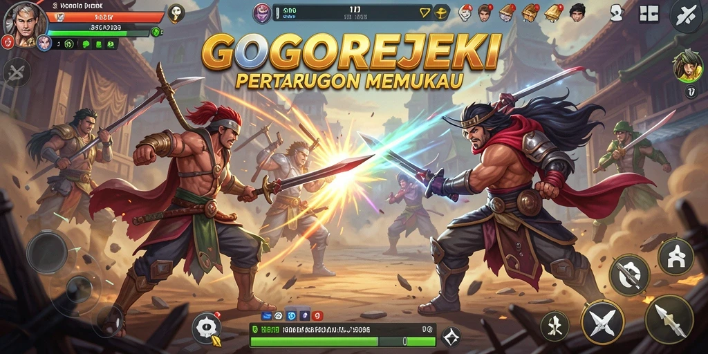 Tangkapan layar gameplay <strong>GOGOREJEKI</strong> yang menampilkan aksi pertarungan seru.