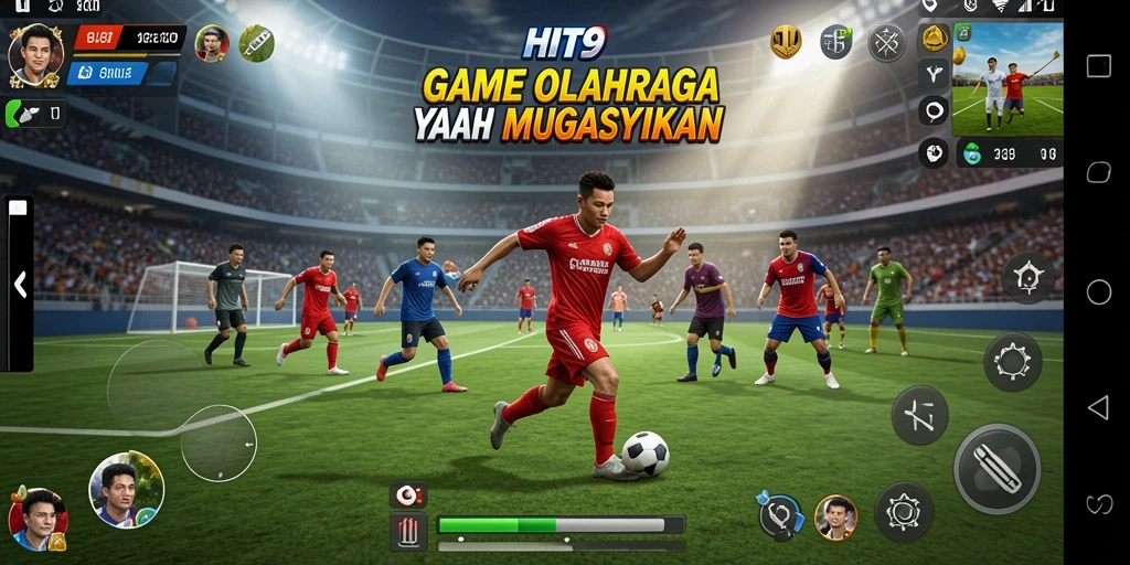 Screenshot gameplay HIT9 menampilkan aksi olahraga yang mendebarkan.