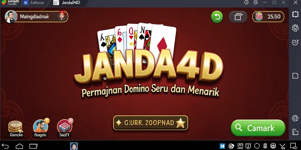 Screenshot utama JANDA4D menampilkan gameplay seru permainan Domino.