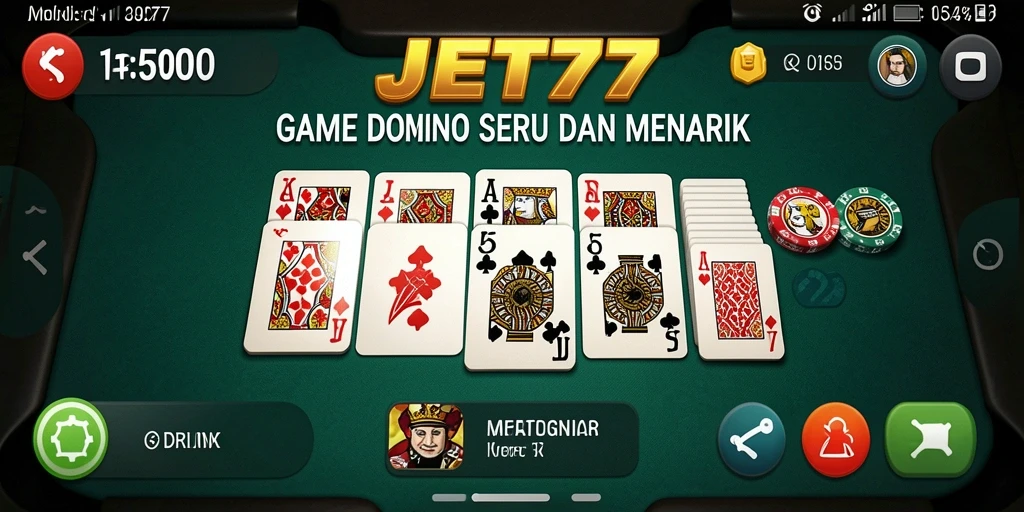 Screenshot utama JET77 menunjukkan pemain sedang berkompetisi dalam permainan Domino.