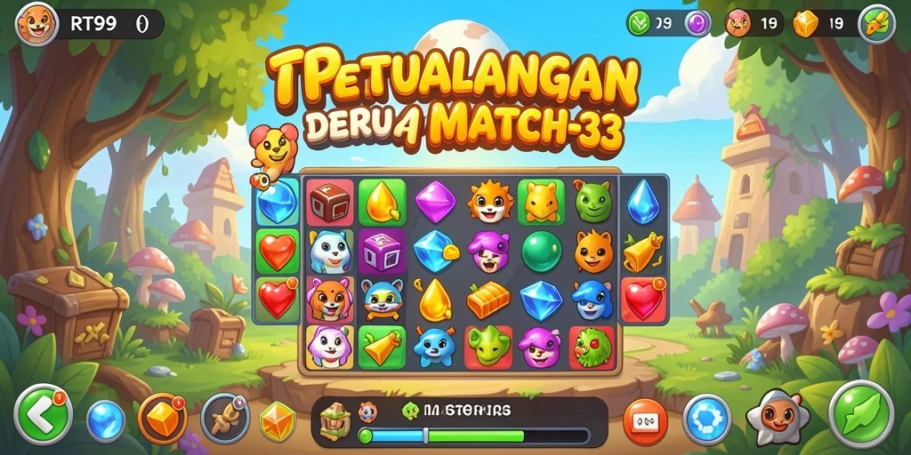Tampilan gameplay seru dari RT99 dalam mode Match-3.