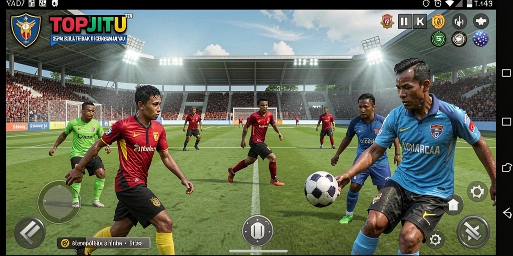 Tangkapan layar menunjukkan aksi permainan sepak bola yang intens.